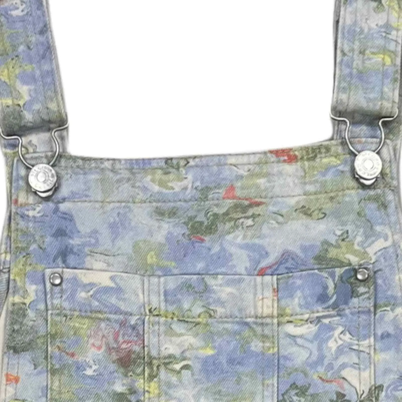 Anthropologie Pilcro Cut-Off Short Overalls Size 32 Denim Watercolor NEW