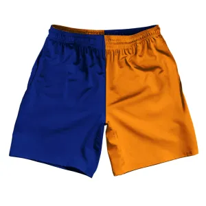 Blue Royal And Tennessee Orange Quad Color Athletic Running Fitness Exercise Shorts 7" Inseam Shorts Made In USA