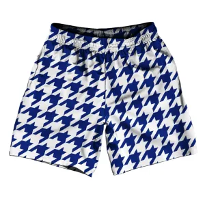 Blue Royal And White Houndstooth Athletic Running Fitness Exercise Shorts 7" Inseam Shorts Made In USA