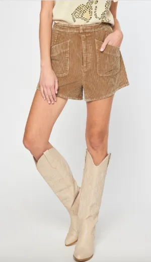 Camel High Waisted Corduroy Shorts
