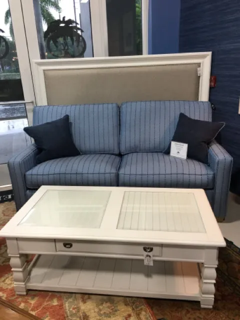 CAPRIS CUSTOM SLEEPER SOFA CLOUD DOWN CUSHIONS PERFORMANCE FABRIC SHIPLAP