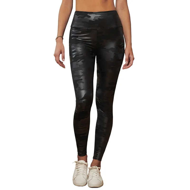 Cropped Leggings Women Autumn Clothing New Elastic Animal Print Tight Street Skinny Leather Pants Women