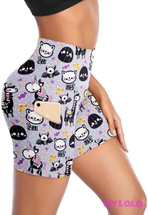 Curvy Pocketed Gym Shorts (Deadly Unicorn)