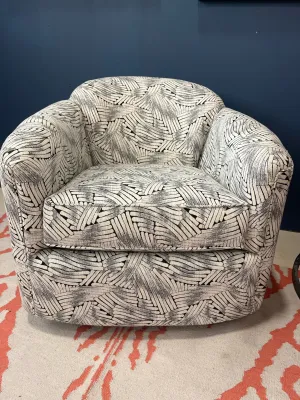 CUSTOM CAPRIS SWIVEL CHAIR IN GIO NOIR FABRIC