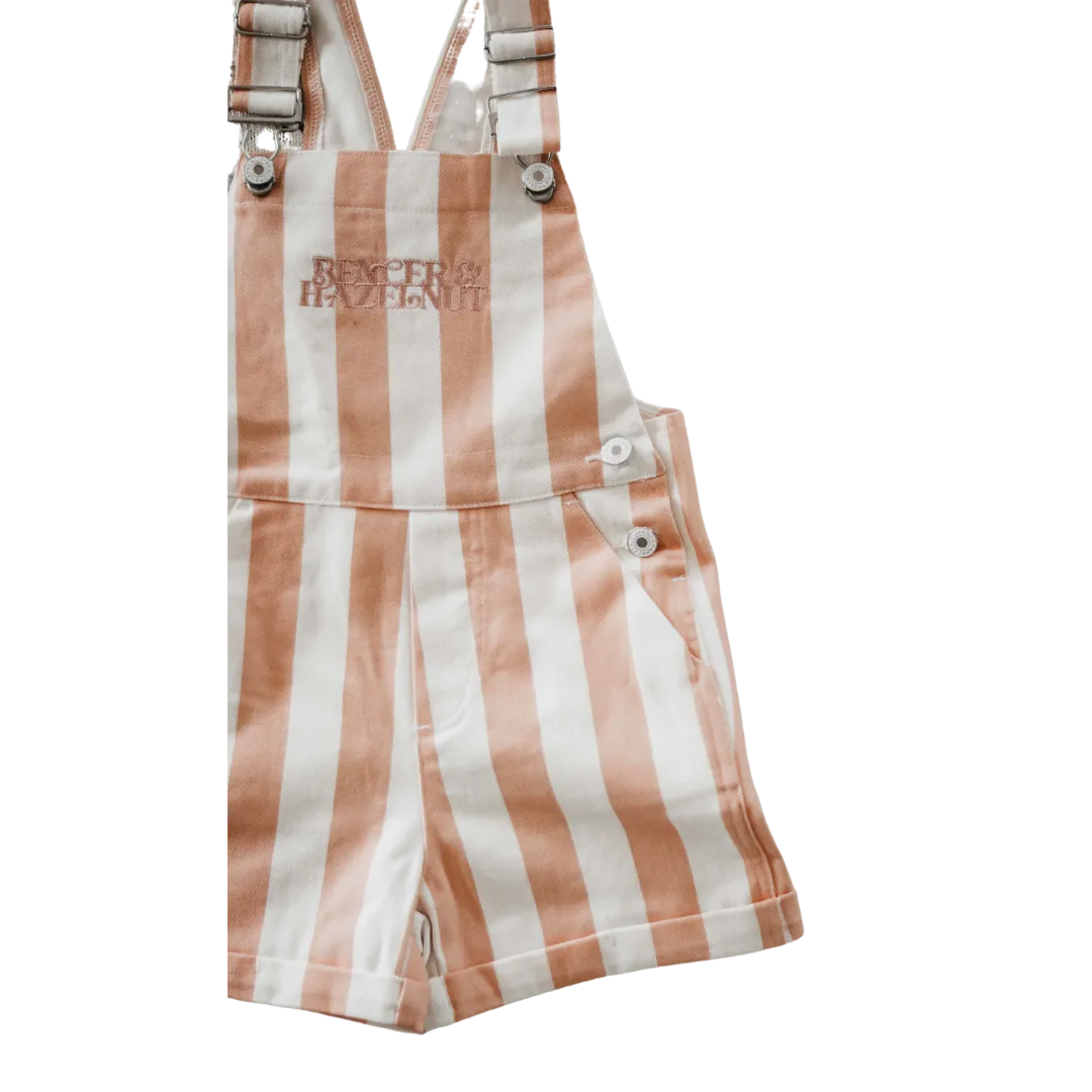Denim Overalls | Peach Stripe
