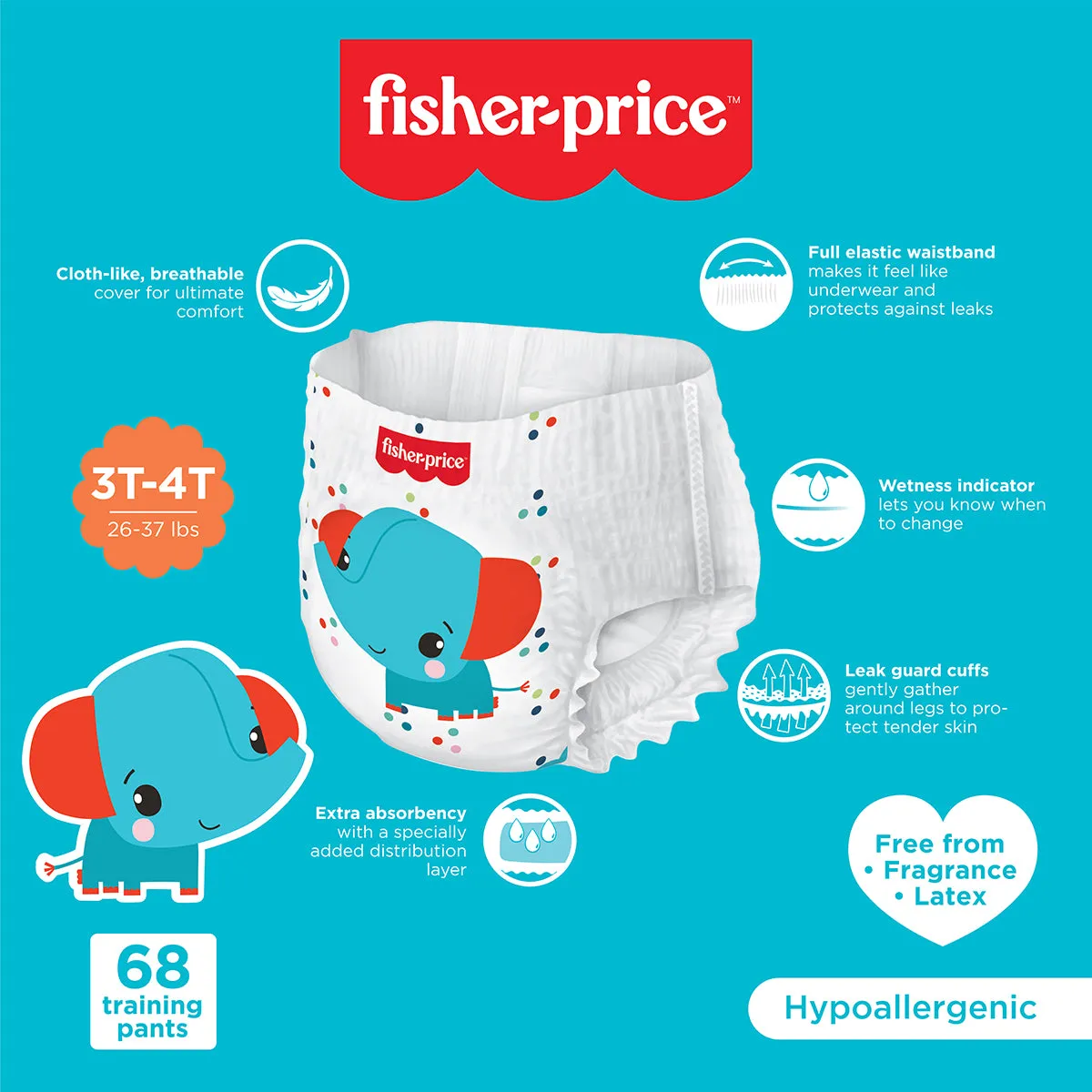 Fisher-Price Training Pants | 3T4T Girls - 68 Counts