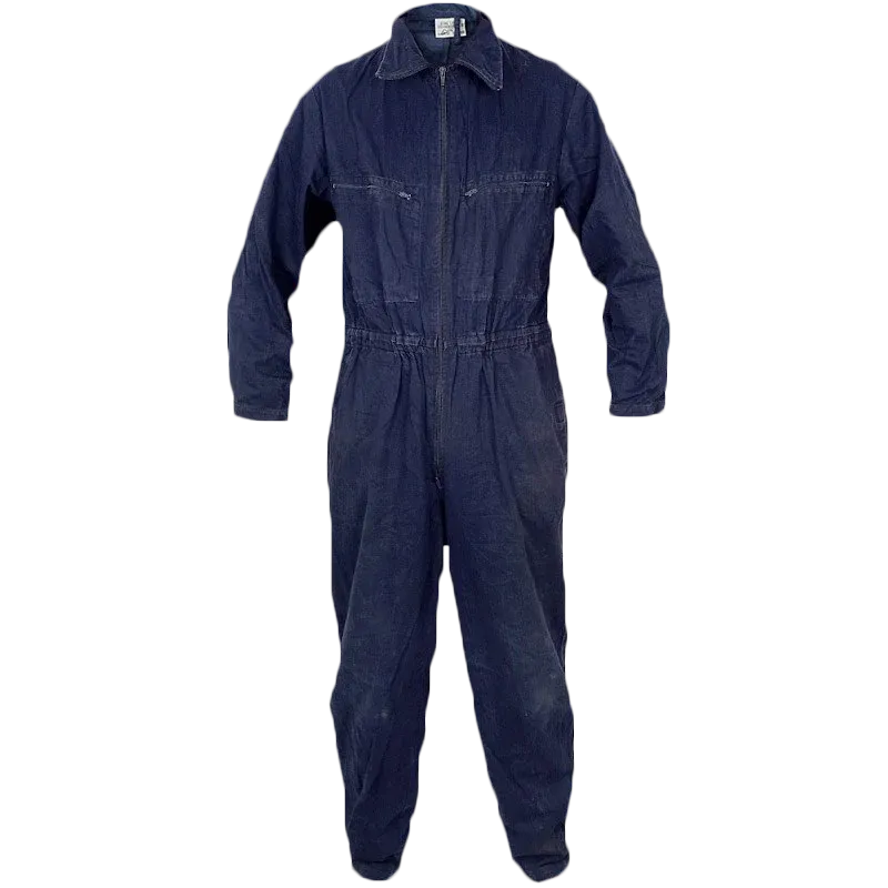 German Navy Blue Work Overalls - Zip