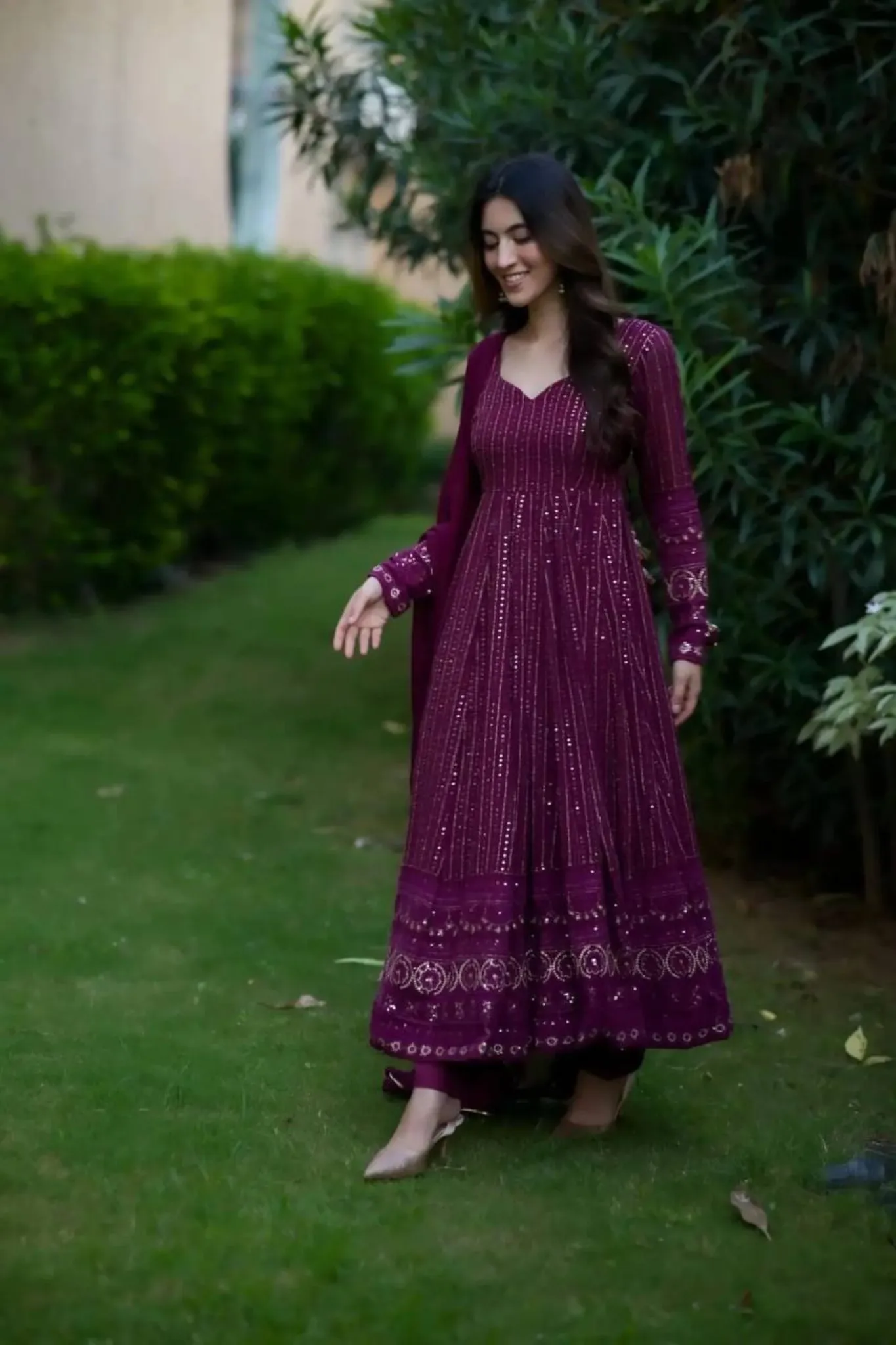 GORIJI PURPLE EMBROIDERED SUIT SET