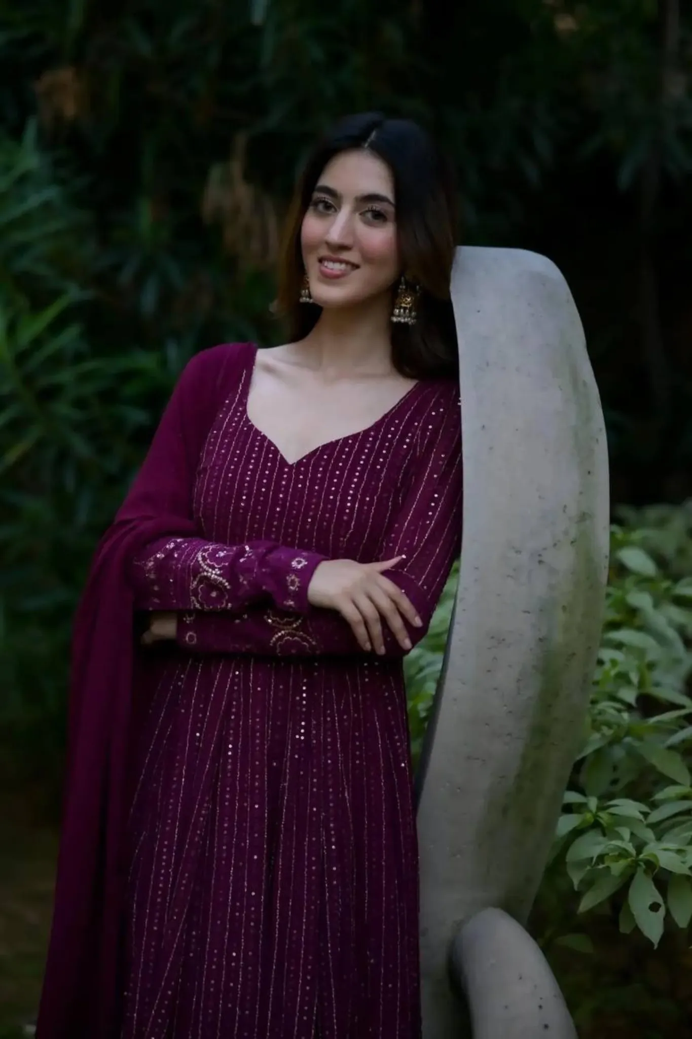 GORIJI PURPLE EMBROIDERED SUIT SET