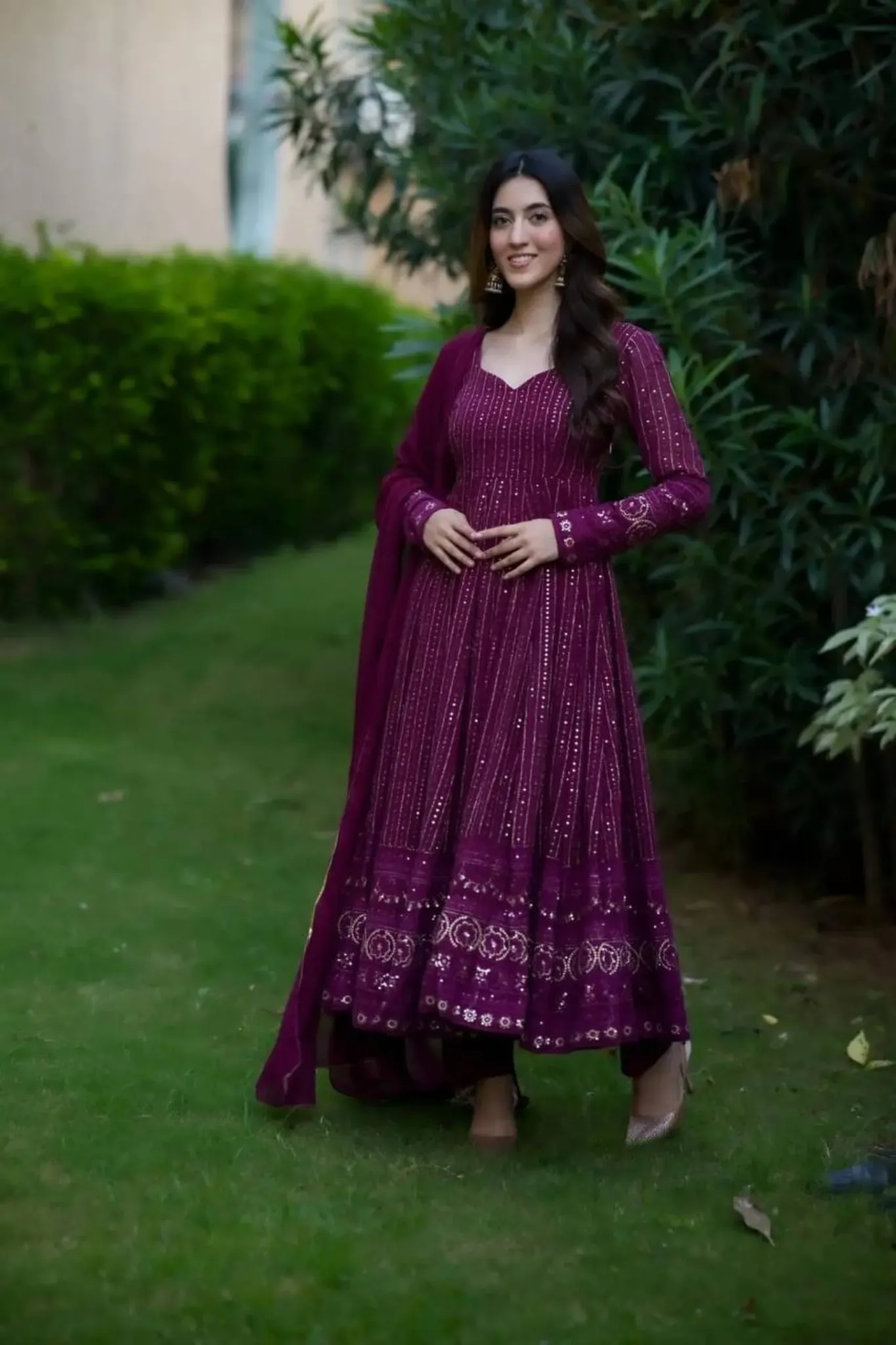 GORIJI PURPLE EMBROIDERED SUIT SET