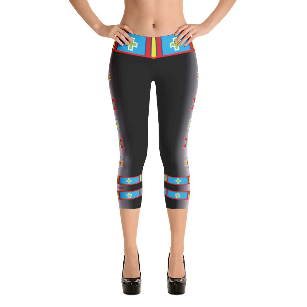 Hiitche Pink and Black "I am Fearless" Capri Leggings