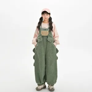 Kawaii Green Dinosaur Overalls