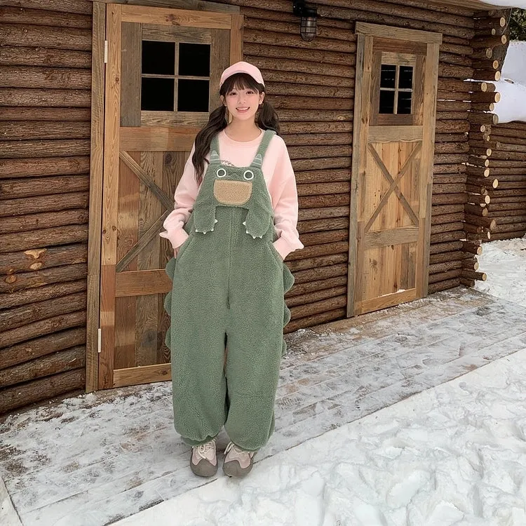 Kawaii Green Dinosaur Overalls