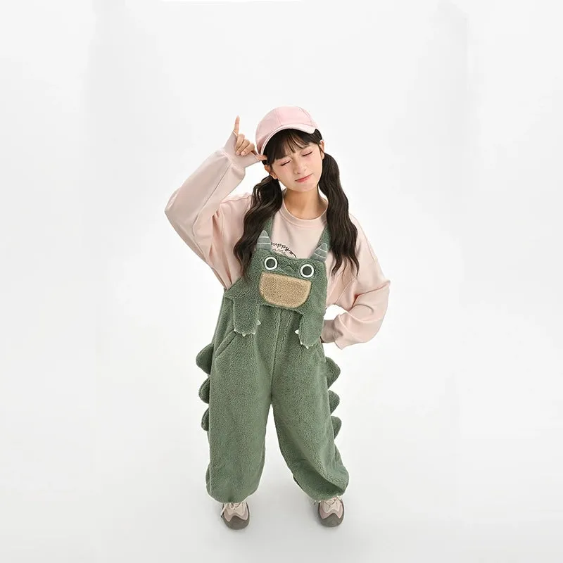 Kawaii Green Dinosaur Overalls