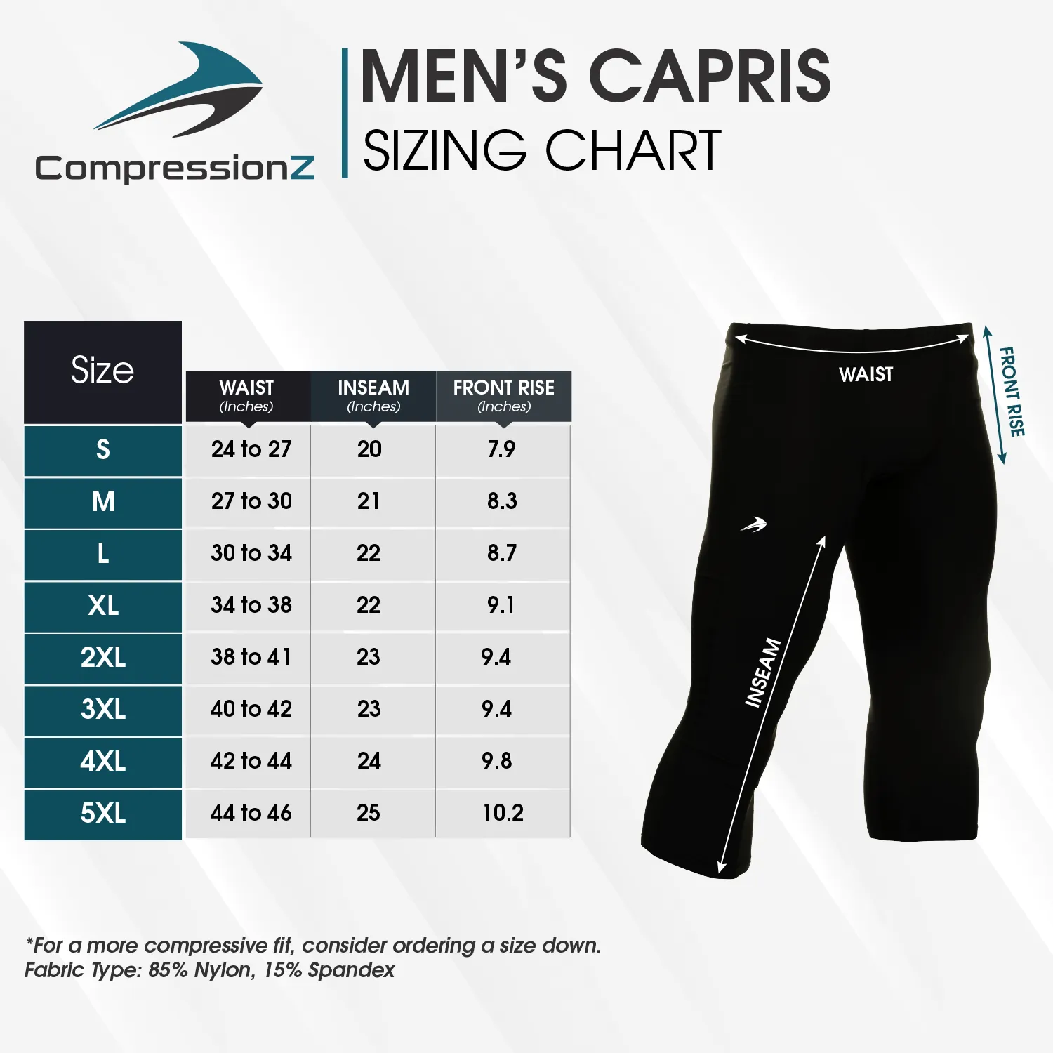 Men's Compression Pants - Black Men's Capri