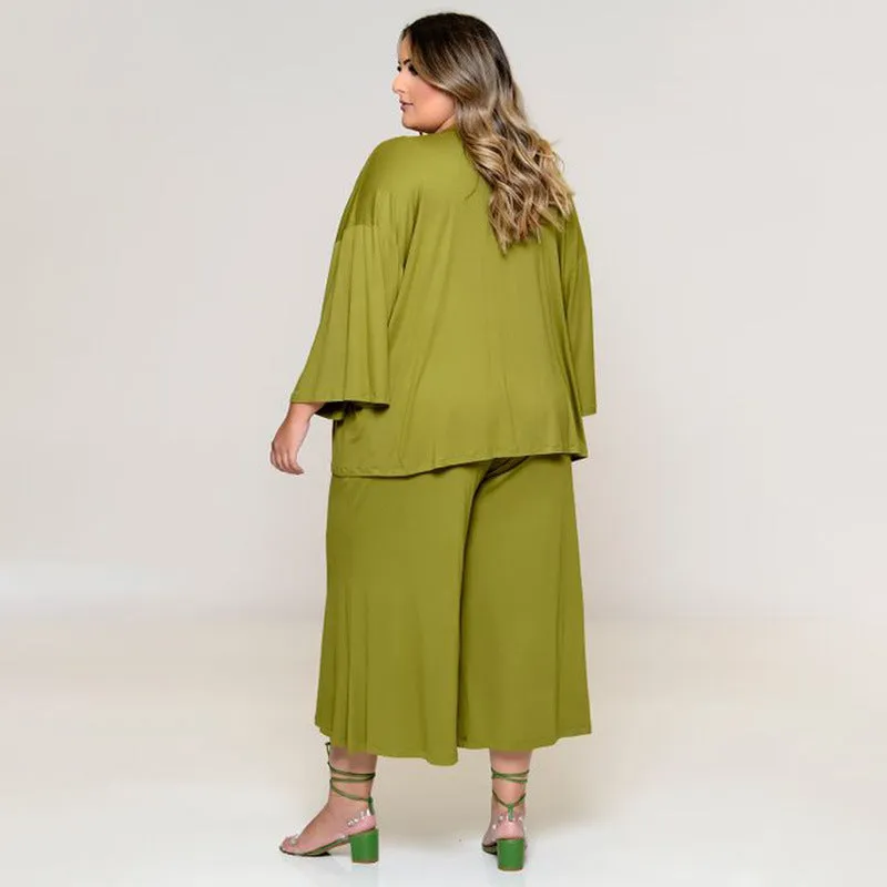 Plus Size Women Clothes Exclusive for Vest Medium Long Trousers Fashion Casual Jacket Solid Color Three-Piece Set