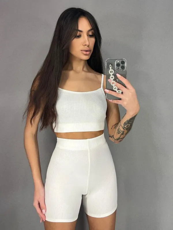 Ribbed Sport Outfit - 2 Piece Cami and Shorts