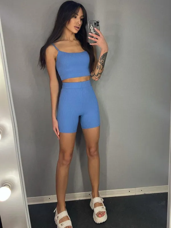 Ribbed Sport Outfit - 2 Piece Cami and Shorts