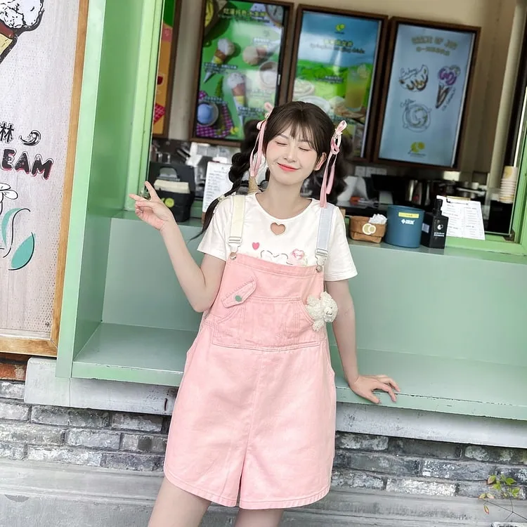 Summer Sweet Girl Style Mint Green Denim Overalls