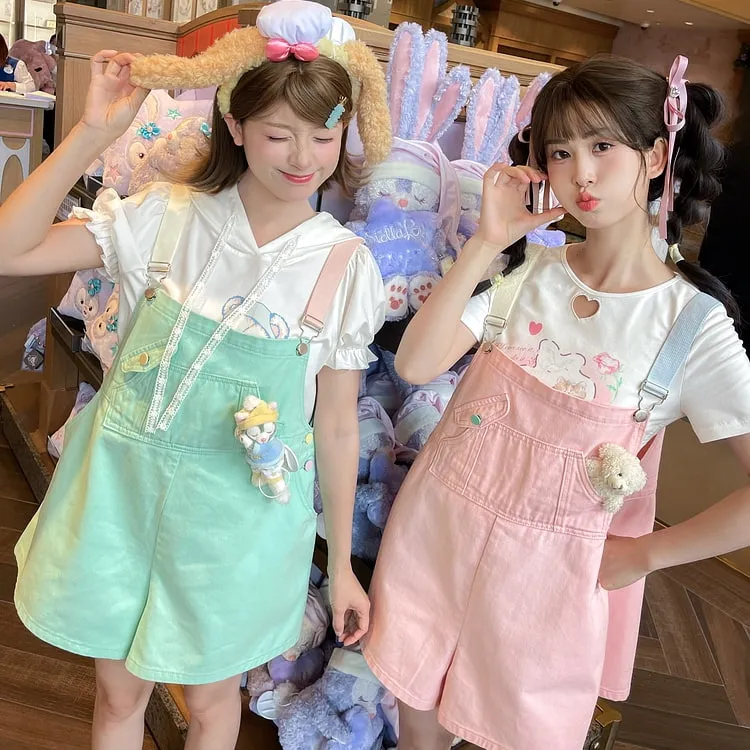 Summer Sweet Girl Style Mint Green Denim Overalls
