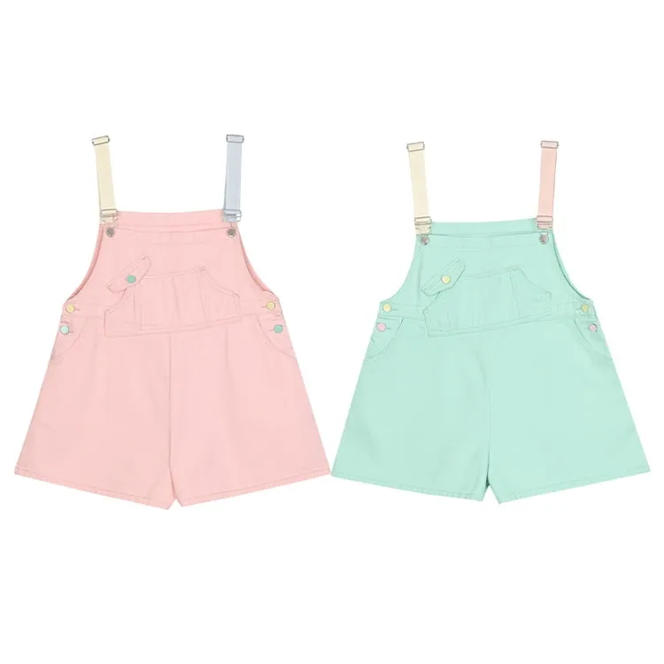 Summer Sweet Girl Style Mint Green Denim Overalls