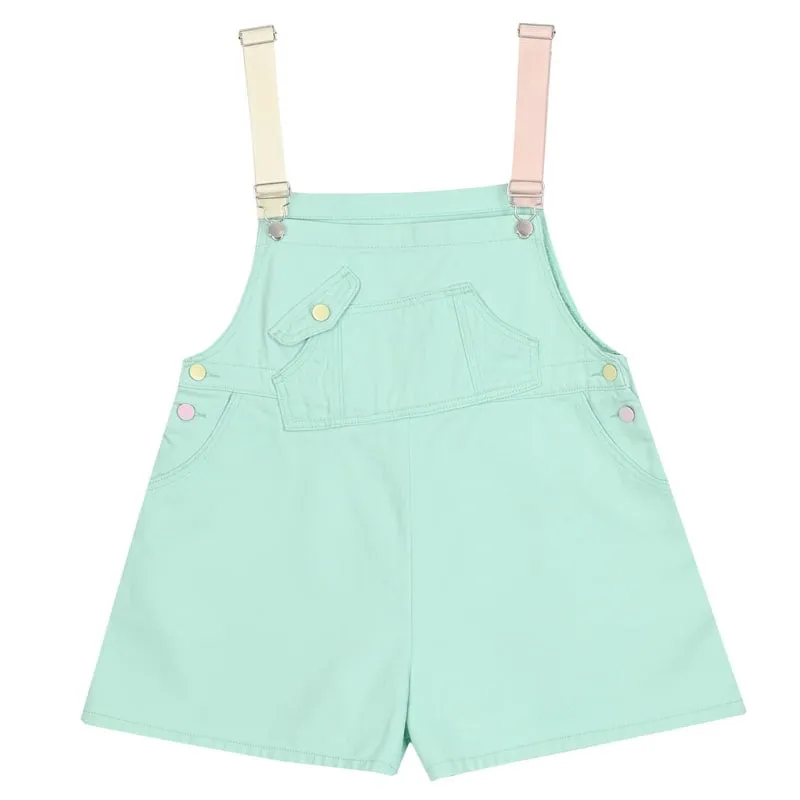 Summer Sweet Girl Style Mint Green Denim Overalls