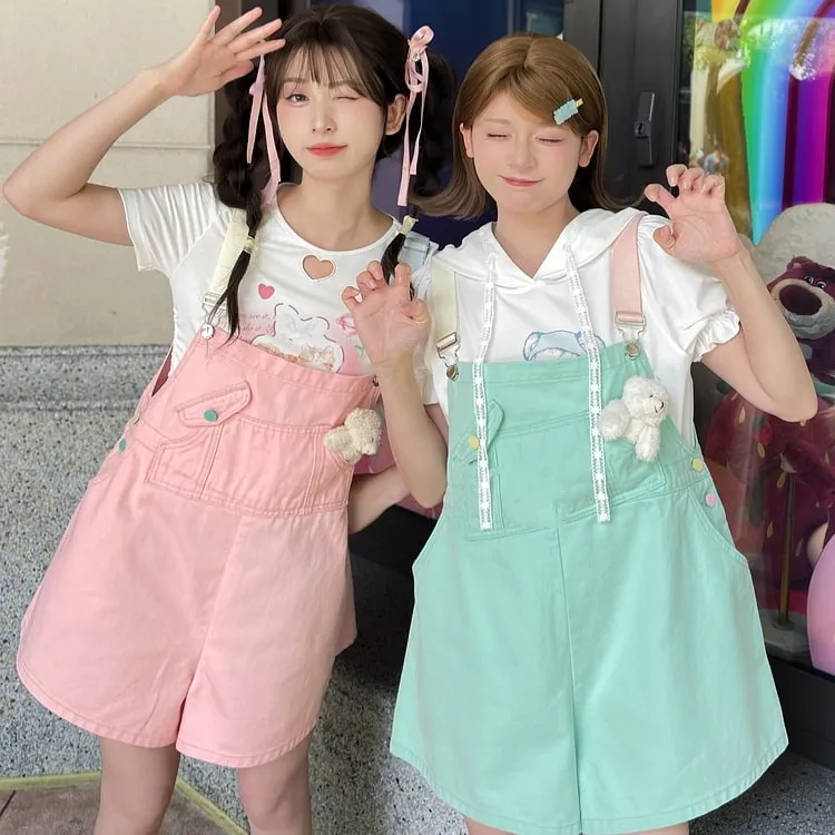 Summer Sweet Girl Style Mint Green Denim Overalls
