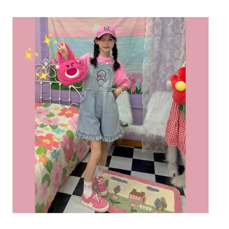 Summer Sweet Soft Girl Style Denim Overalls