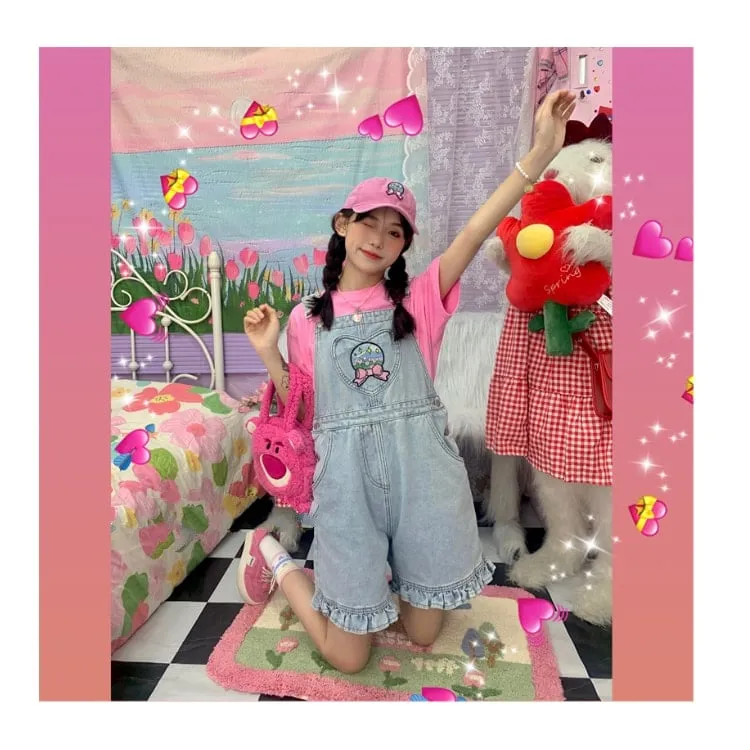 Summer Sweet Soft Girl Style Denim Overalls