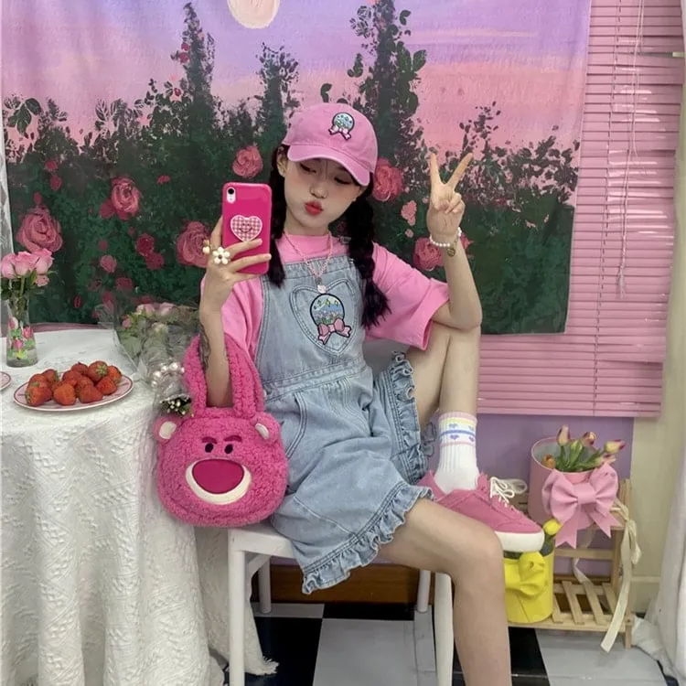 Summer Sweet Soft Girl Style Denim Overalls