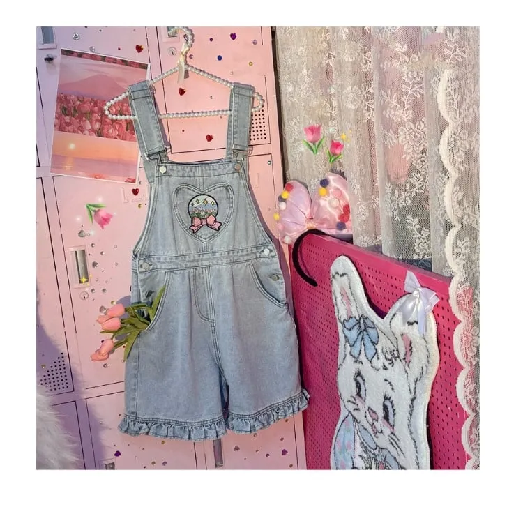 Summer Sweet Soft Girl Style Denim Overalls
