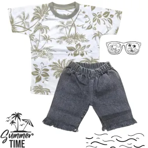 Super Kid - T-Shirt & Denim Shorts - Beach Tree