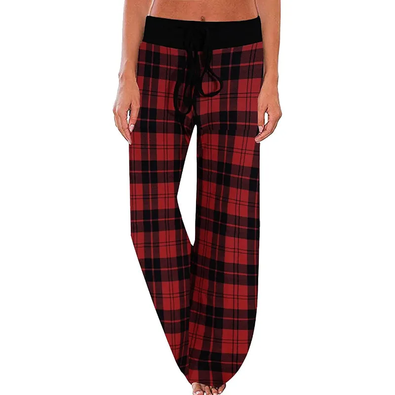 Women's Floral Print High Waist Drawstring Wide Leg Pants