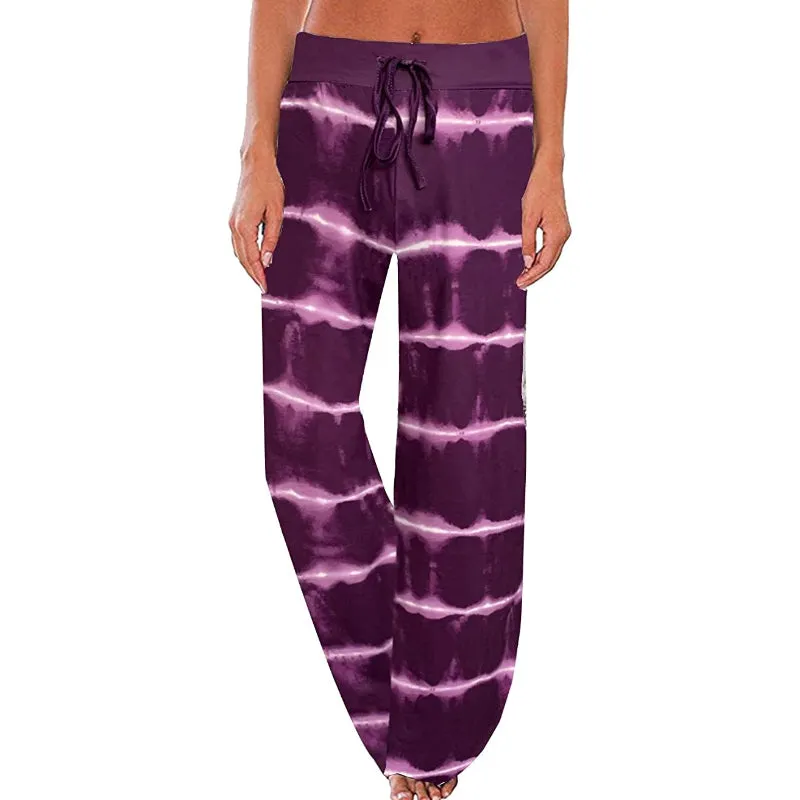 Women's Floral Print High Waist Drawstring Wide Leg Pants